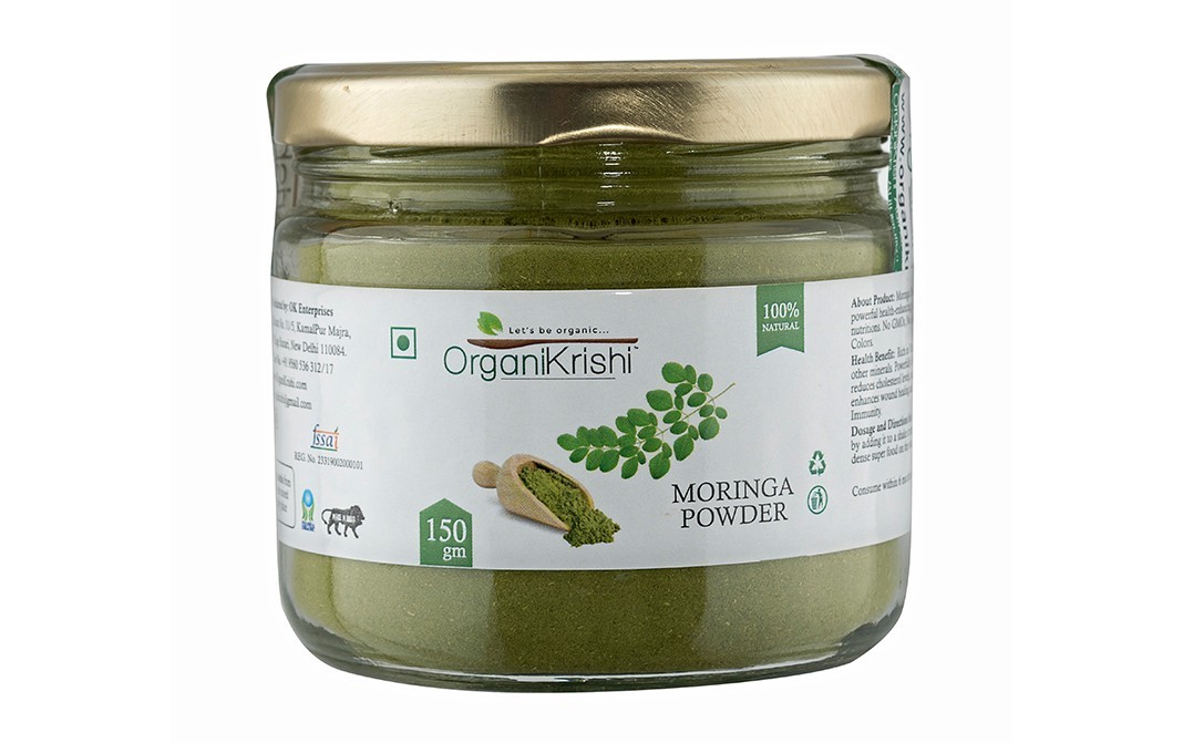 OrganiKrishi Moringa Powder    Glass Jar  150 grams